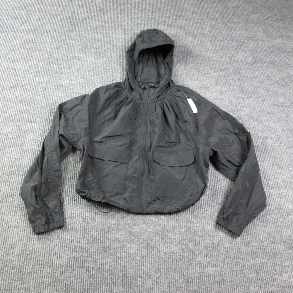 Old Navy Jacket Womens M Black Windbreaker Hooded Quick Dry Lightweight NWT